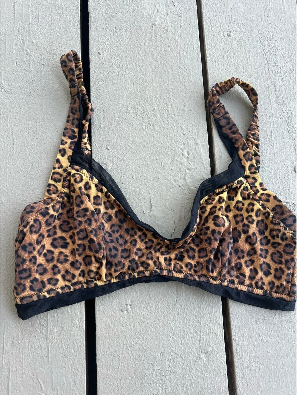 Free People intimately Erin Printed  Leopard Print Bralette, size S
